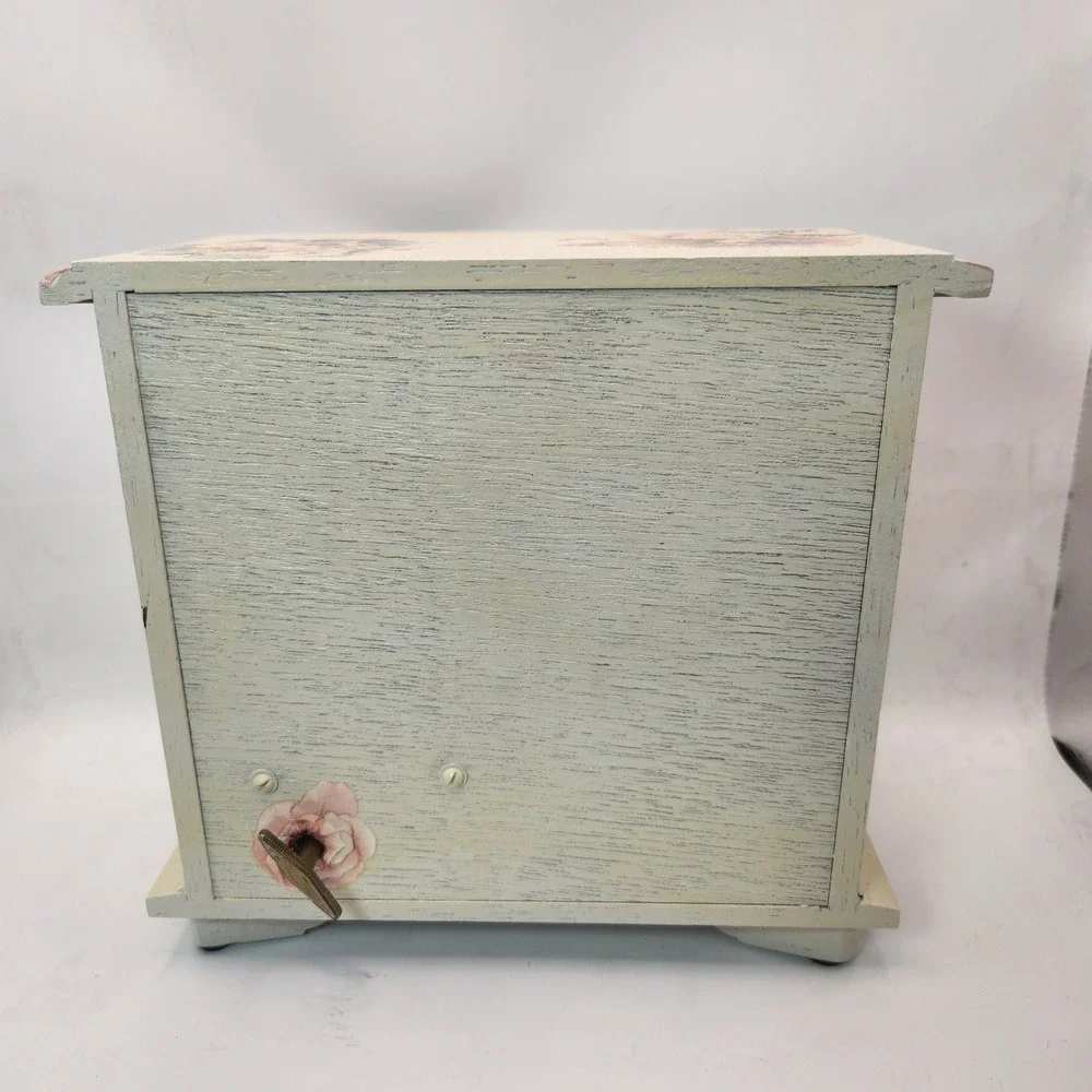 Vintage Fairy Jewelry Music Box 3 Drawer Chest and Matching 12in Vanity Tray Set
